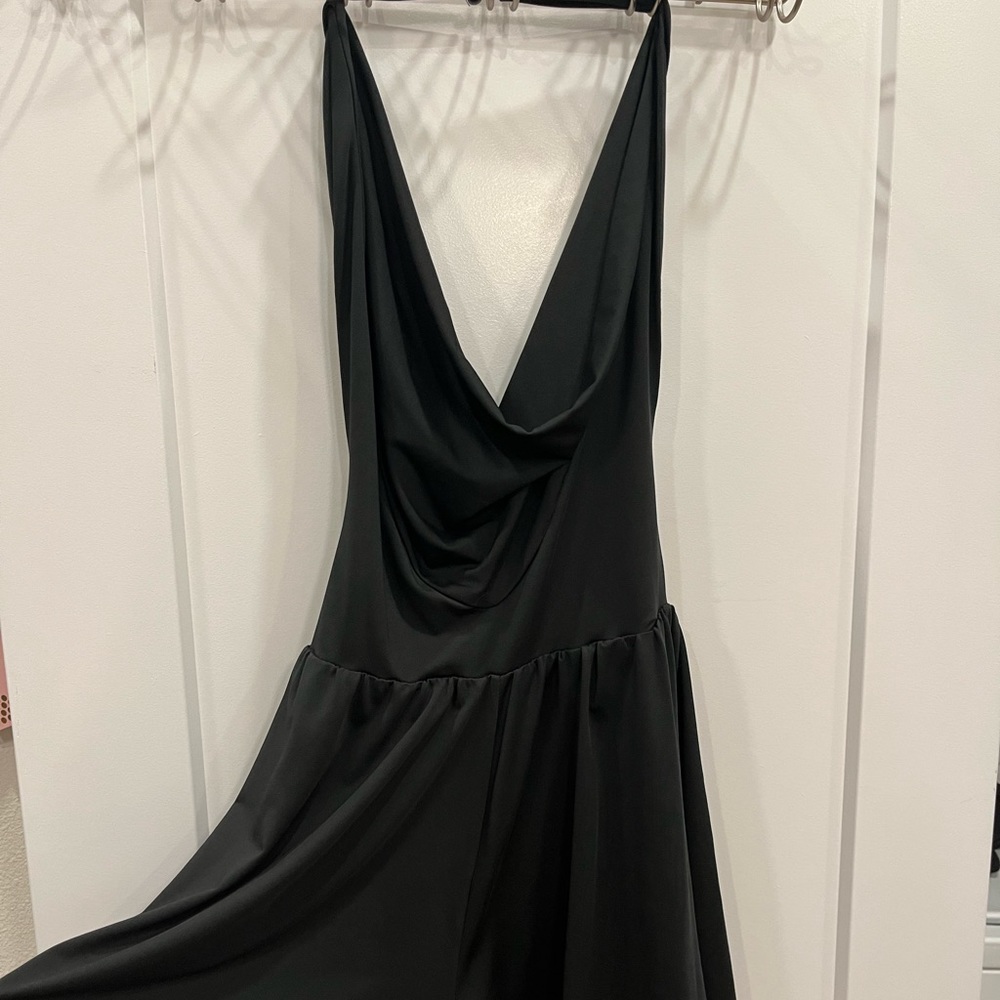 Scoop neck romper with open cross back